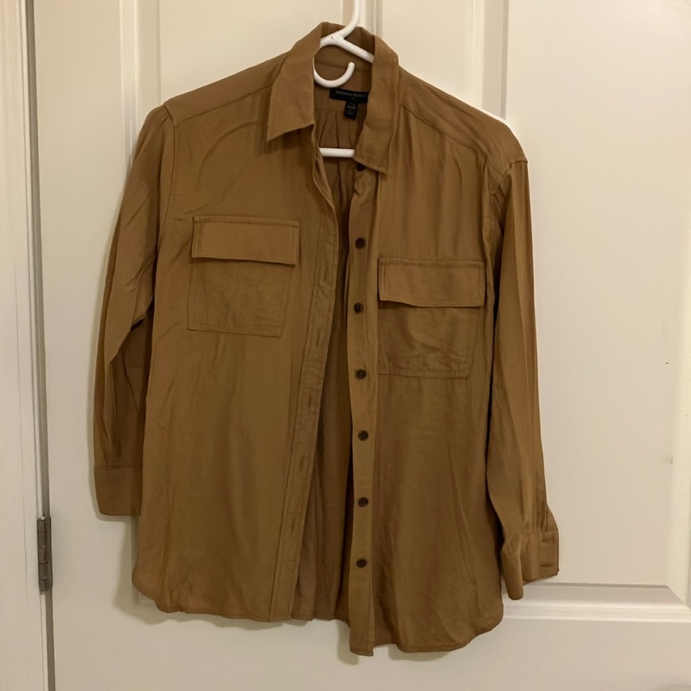 Women’s Tan Button-Up Blouse